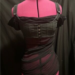 Alexander McQueen black off the shoulder sheer top size eu 40 us 10